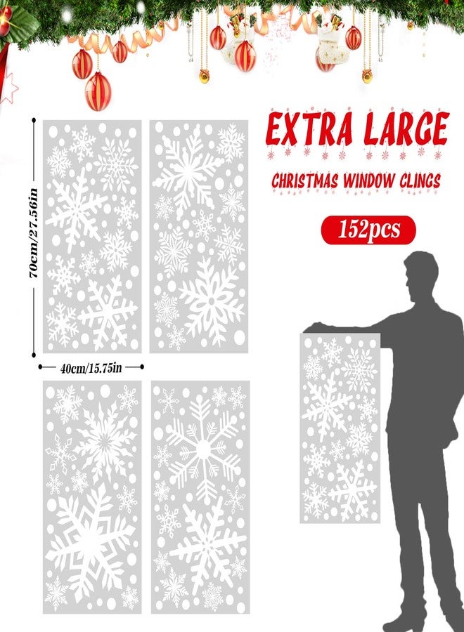 LOKIPA Christmas Window Clings, 4 Sheets Large Snowflake Window Clings Giant White Xmas Snowflake Stickers for Christmas Decorations - Image 2