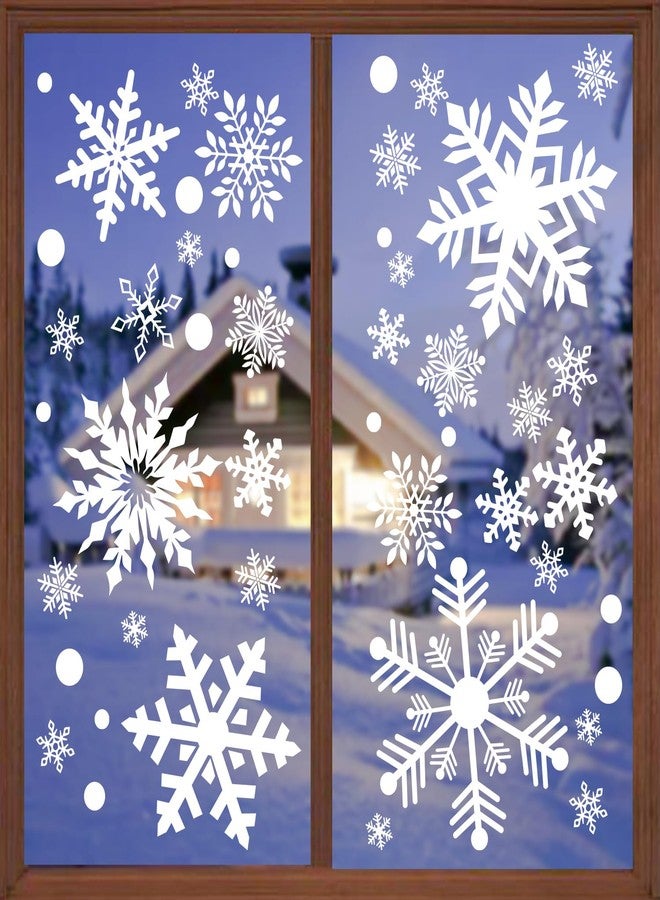 LOKIPA Christmas Window Clings, 4 Sheets Large Snowflake Window Clings Giant White Xmas Snowflake Stickers for Christmas Decorations - Image 1