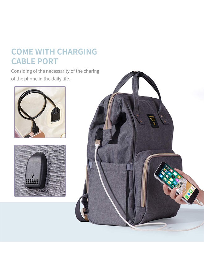 Loquat Multifunctional Large Capacity Baby Diaper Backpack With Waterproof Pocket And Zipper - Image 4