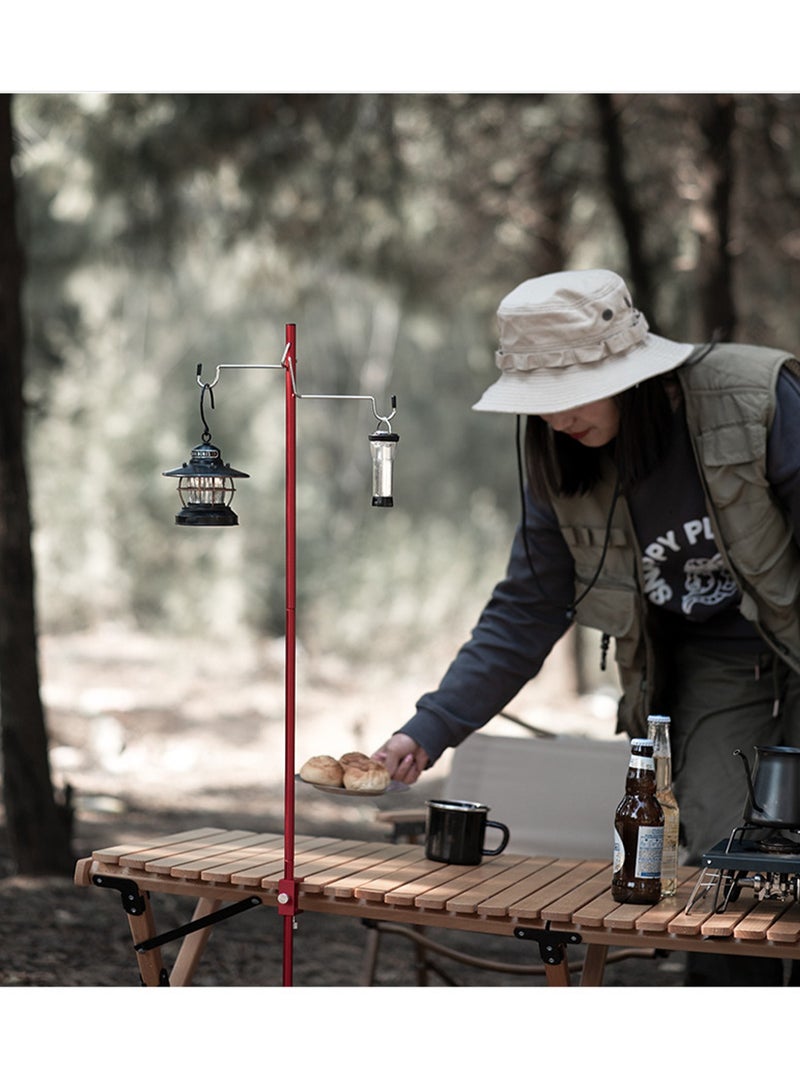 حامل فانوس أسود، حامل مصباح قابل للطي، أعمدة إضاءة للتخييم | حامل إضاءة محمول وخفيف الوزن مع مشبك للنزهات والمشي لمسافات طويلة وصيد الأسماك وحمل حقائب الظهر والسفر والشواء - Image 3