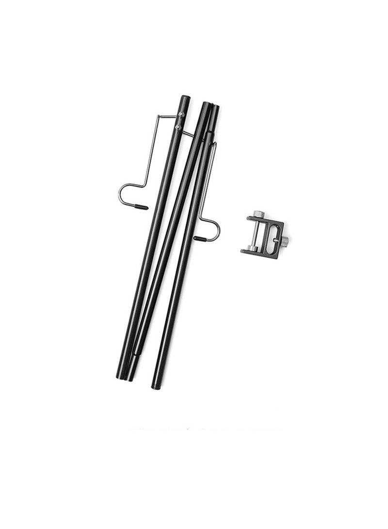 حامل فانوس أسود، حامل مصباح قابل للطي، أعمدة إضاءة للتخييم | حامل إضاءة محمول وخفيف الوزن مع مشبك للنزهات والمشي لمسافات طويلة وصيد الأسماك وحمل حقائب الظهر والسفر والشواء - Image 1