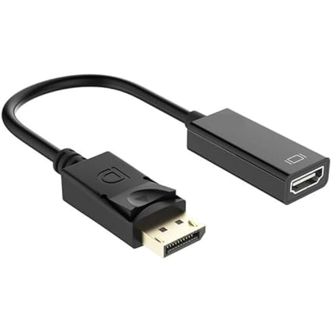 rayihni 4K DISPLAYPORT TO HDMI ADAPTER MALE TO FEMALE WITH 9.8IN CABLE, SINGLE WAY TRANSMISSION CONVERTER - Image 1