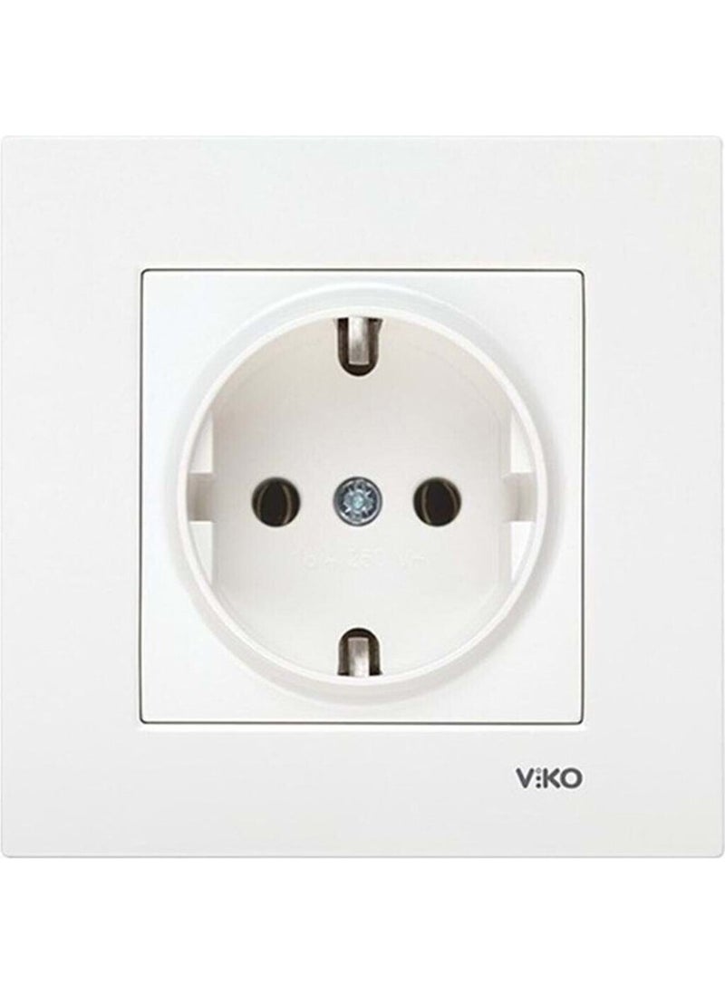 Viko Karre Grounded Socket + Frame White  - Image 1