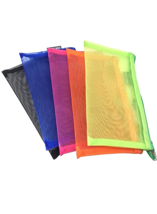 Outman Pack of 5 pcs Multipurpose Nylon Mesh Cosmetic Bag Makeup Travel Cases Pencil Case Travel Organizers - Image 2