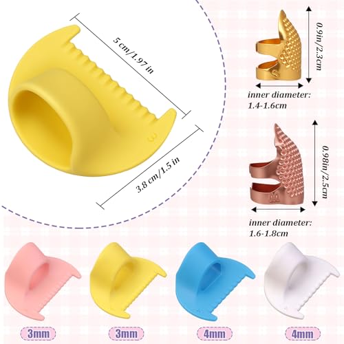 Dexspoeny 6Pcs Sewing Tool Kit-4Pcs Edge Stitch Lock & Sewing Gauge + 2Pcs Adjustable Thimble Finger Protector,Precision Measuring Tool & Needle Shield for Sewing, Quilting, DIY Crafts - Image 3