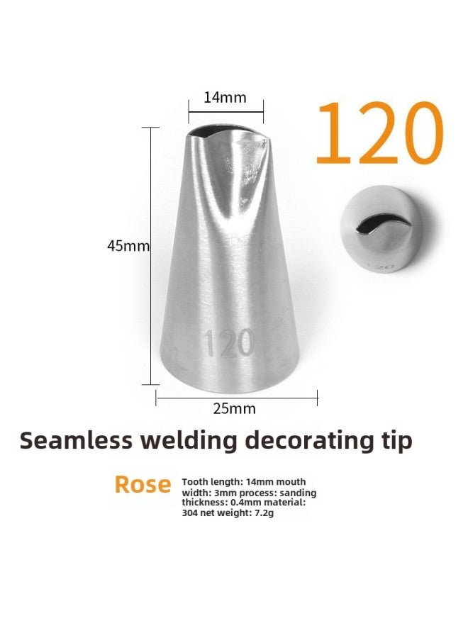 304 Stainless Steel Pastry Nozzle 6-tooth Belt Number Seamless Welding Cream Nozzle Large Cake Decorating Tool-Specifications:120  - Image 1