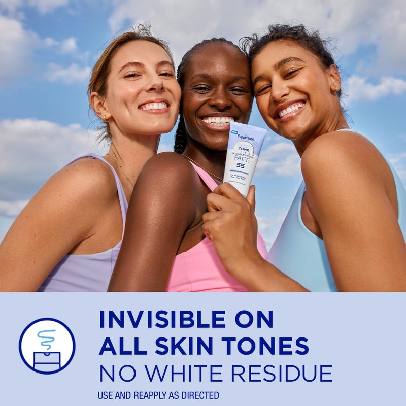 Coppertone Every Tone Invisible Finish Face Sunscreen SPF 55, Lightweight, Blends in Clear Sunscreen for All Skin Tones, 2 Fl Oz Tube - Image 2
