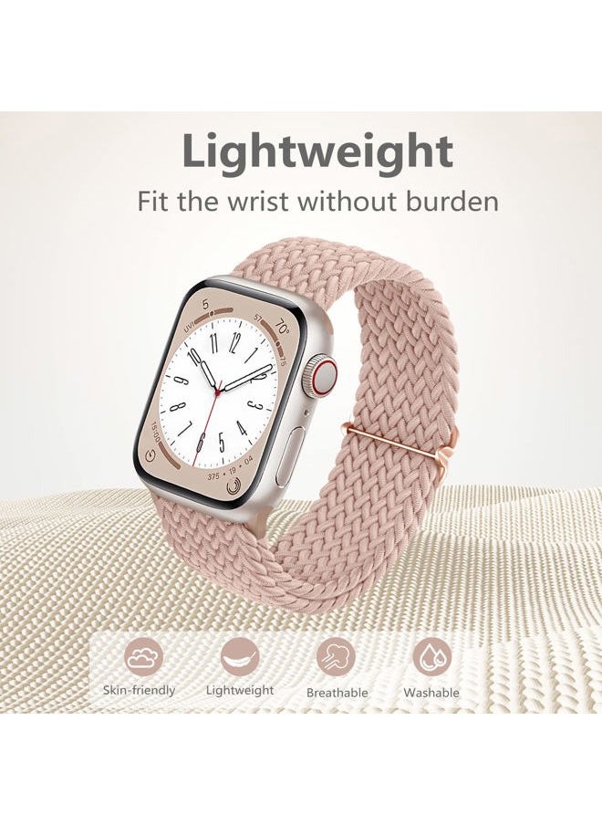 DAQIN - 4 Pack Braided Solo Loop Compatible with Apple Watch Band 38mm 40mm 41mm 42mm 44mm 45mm 46mm 49mm Women Men, Stretchy Nylon Elastic Sport Strap for iWatch Series 10 9 8 7 6 5 4 3 2 1 SE Ultra/Ultra 2 - Image 1
