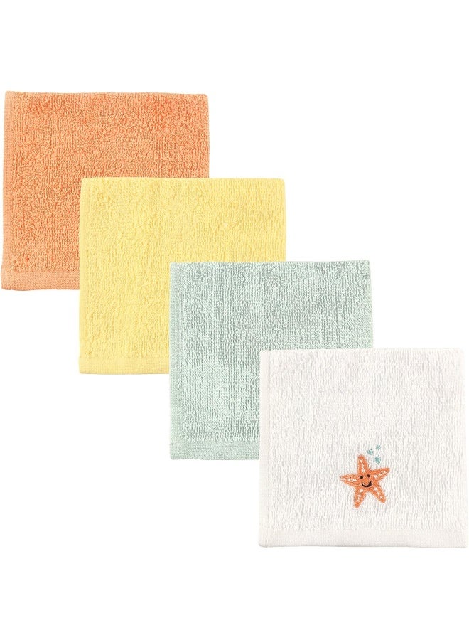 Luvable Friends Unisex Baby Super Soft Cotton Washcloths, Starfish, One Size - Image 2