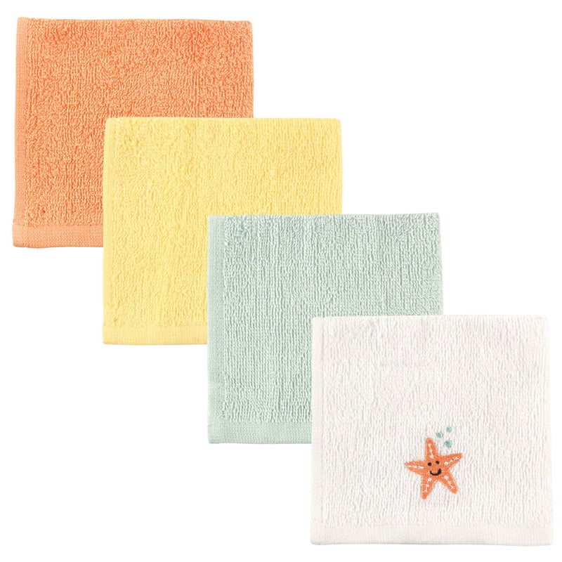 Luvable Friends Unisex Baby Super Soft Cotton Washcloths, Starfish, One Size - Image 1