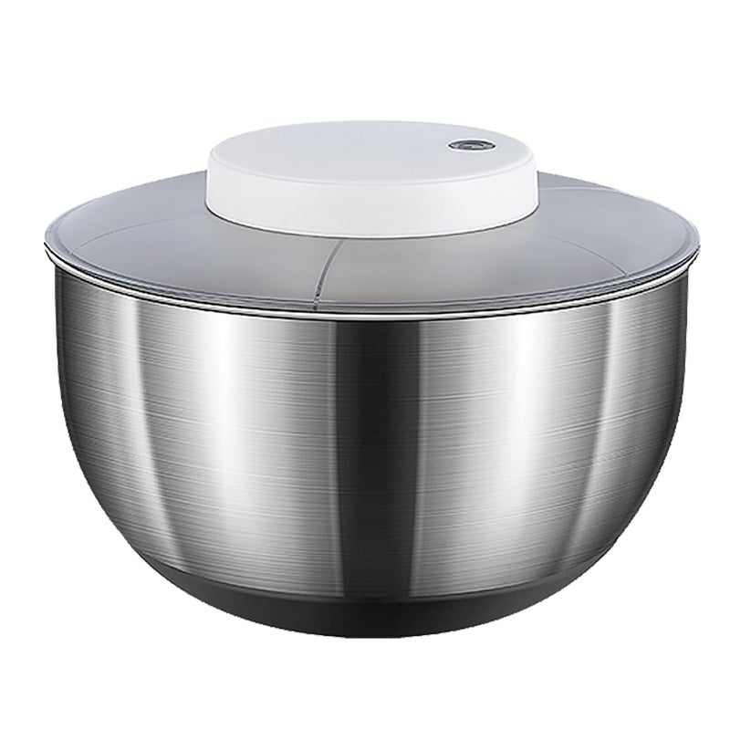 Electric Salad Spinner: Stainless Steel, Effortless Water Removal, Quick Drying - Versatile Fruit And Vegetable Strainer - Efficient Vegetable Dehydrator for Home Cooks And Healthy Eaters - Image 1