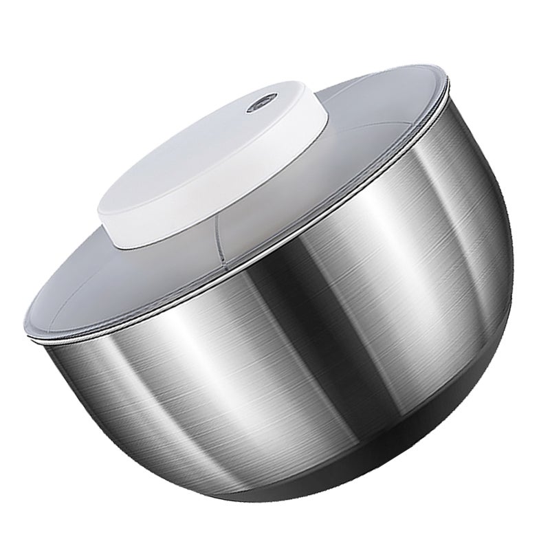 Electric Salad Spinner: Stainless Steel, Effortless Water Removal, Quick Drying - Versatile Fruit And Vegetable Strainer - Efficient Vegetable Dehydrator for Home Cooks And Healthy Eaters - Image 4