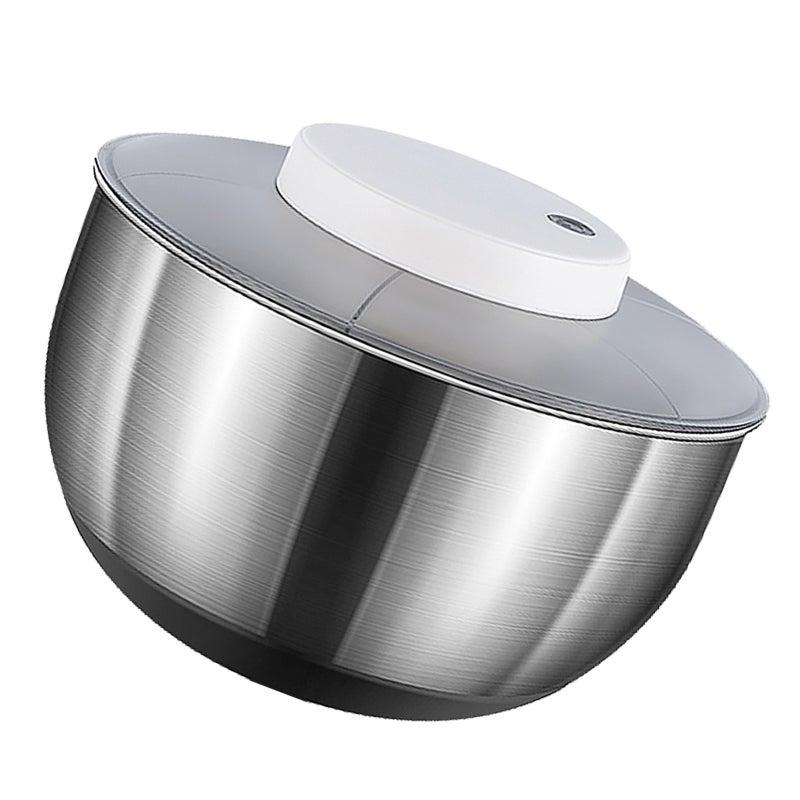Electric Salad Spinner: Stainless Steel, Effortless Water Removal, Quick Drying - Versatile Fruit And Vegetable Strainer - Efficient Vegetable Dehydrator for Home Cooks And Healthy Eaters - Image 3