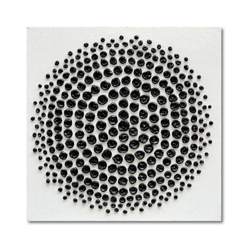 Limiyer Art Hand Painted Black and White Abstract Texture Art Oil Painting Modern Art Canvas Wall Art Deco 24x24 inches - Image 1