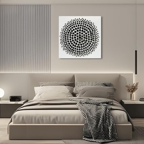 Limiyer Art Hand Painted Black and White Abstract Texture Art Oil Painting Modern Art Canvas Wall Art Deco 24x24 inches - Image 4