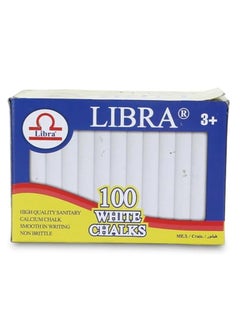 Libra Dustless White Chalks |Smooth Writting Calcium Chalks Non Brittle 100 Pieces Box  - Image 1