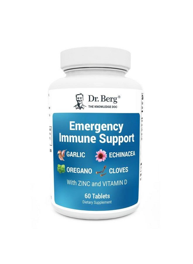 Dr. Berg Nutritionals Dr. Berg Emergency Immune Support w/Echinacea - Potent Blend of Herbal Extracts (Warning: Strong Herbal Smells) - Immune Support Supplement Includes 2,000 IUs of Vitamin D & 10mg of Zinc - 60 Tablets - Image 1