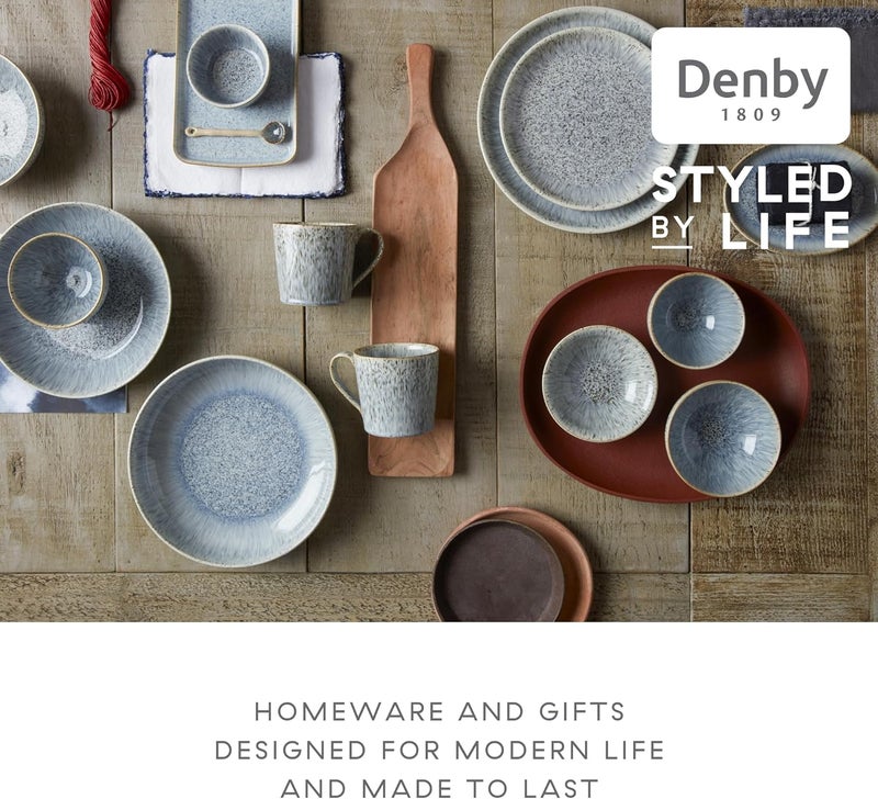 Denby  Halo Speckle Dinner Plates Set of 61025 Inch Dishwasher Microwave Oven Safe  Scratch Chip Resistant  Grey Neutral Blue Large Ceramic Stoneware Dinnerware Plates Set - Image 4