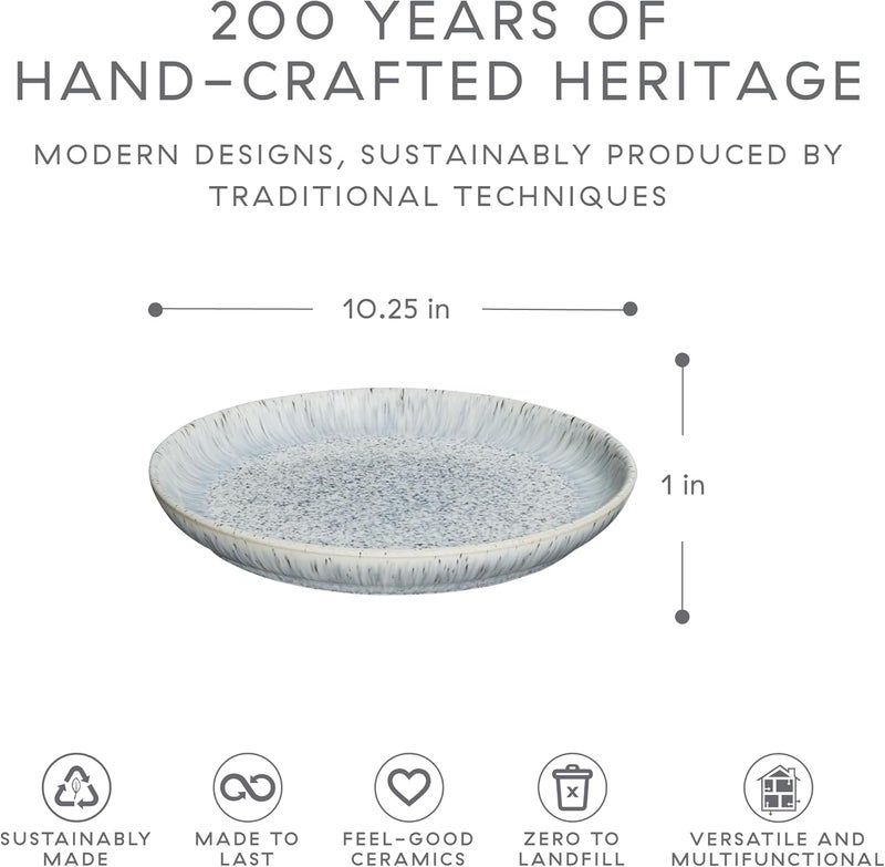 Denby  Halo Speckle Dinner Plates Set of 61025 Inch Dishwasher Microwave Oven Safe  Scratch Chip Resistant  Grey Neutral Blue Large Ceramic Stoneware Dinnerware Plates Set - Image 5