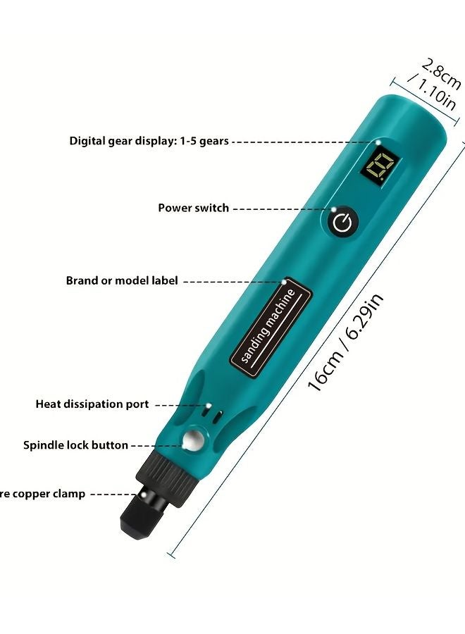 39Pcs Blue Cordless Rotary Tool Set 5 Speed USB Mini Drill Grinder For DIY Polishing - Image 3