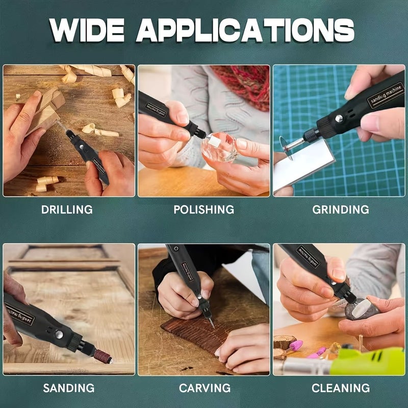 39Pcs Blue Cordless Rotary Tool Set 5 Speed USB Mini Drill Grinder For DIY Polishing - Image 5