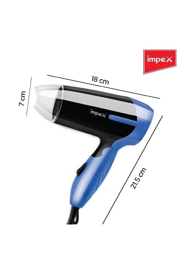 إمبكس مجفف الشعر Impex HD 1K2 الاحترافي بمحرك قوي بقوة 800-1000 واط وتصميم مريح قابل للطي لتصفيف الشعر بسهولة - Image 1