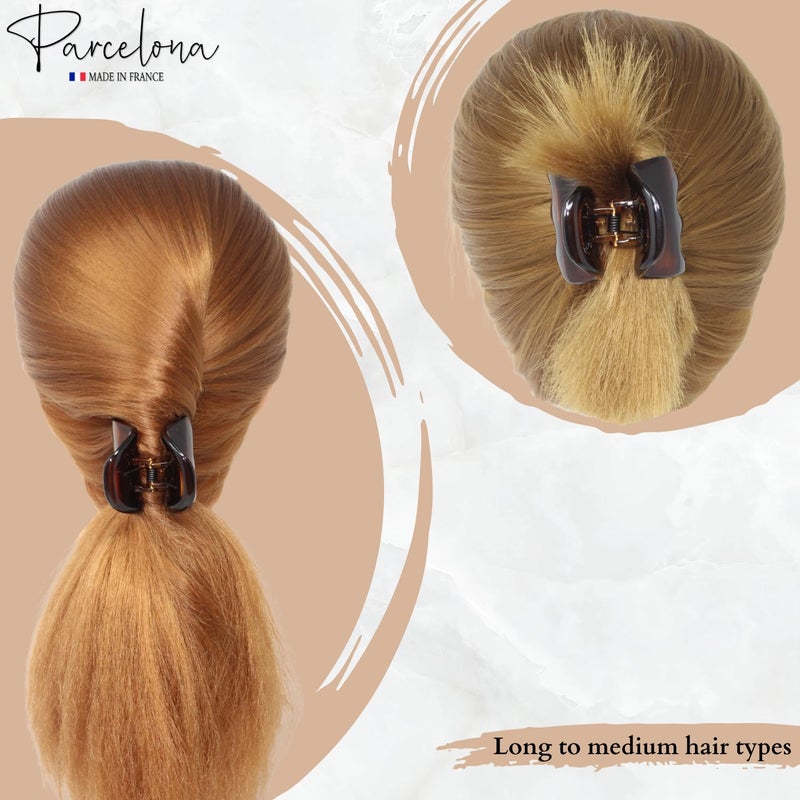 Parcelona French Classic Large Pony 1.75" Celluloid Non Slip Jaw Hair Claw Clips Fashion Durable Styling Women Hair Accessories, Made in France (Shell) - Image 5