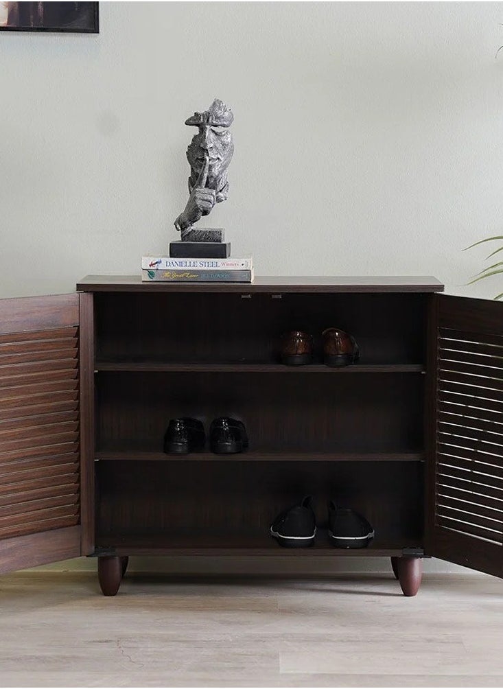 DANUBE HOME - Niva 9-Pair Shoe Cabinet Modern Design Furniture Wooden Shoe Organizer For Entryway Hallway Living Room Made In Malaysia Shoe Storage Rack L76.8xW33.6xH67.5 cm - Dark Brown - Image 1