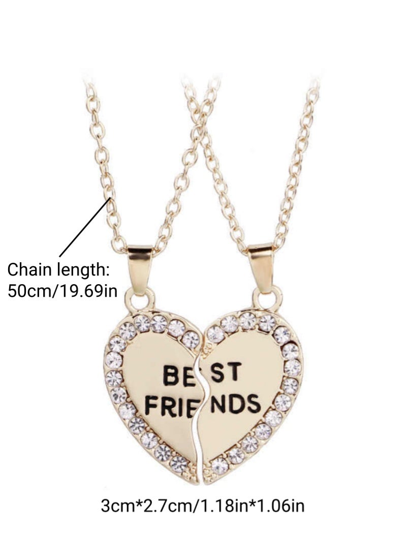 أروى بفف القلائد 2 قطعة الصداقة القلائد أفضل الأصدقاء الذهب القلب قلادة لطيف تصميم سلسلة القلائد ، للفتيات النساء الصداقة مجوهرات هدايا للأطفال - Image 4