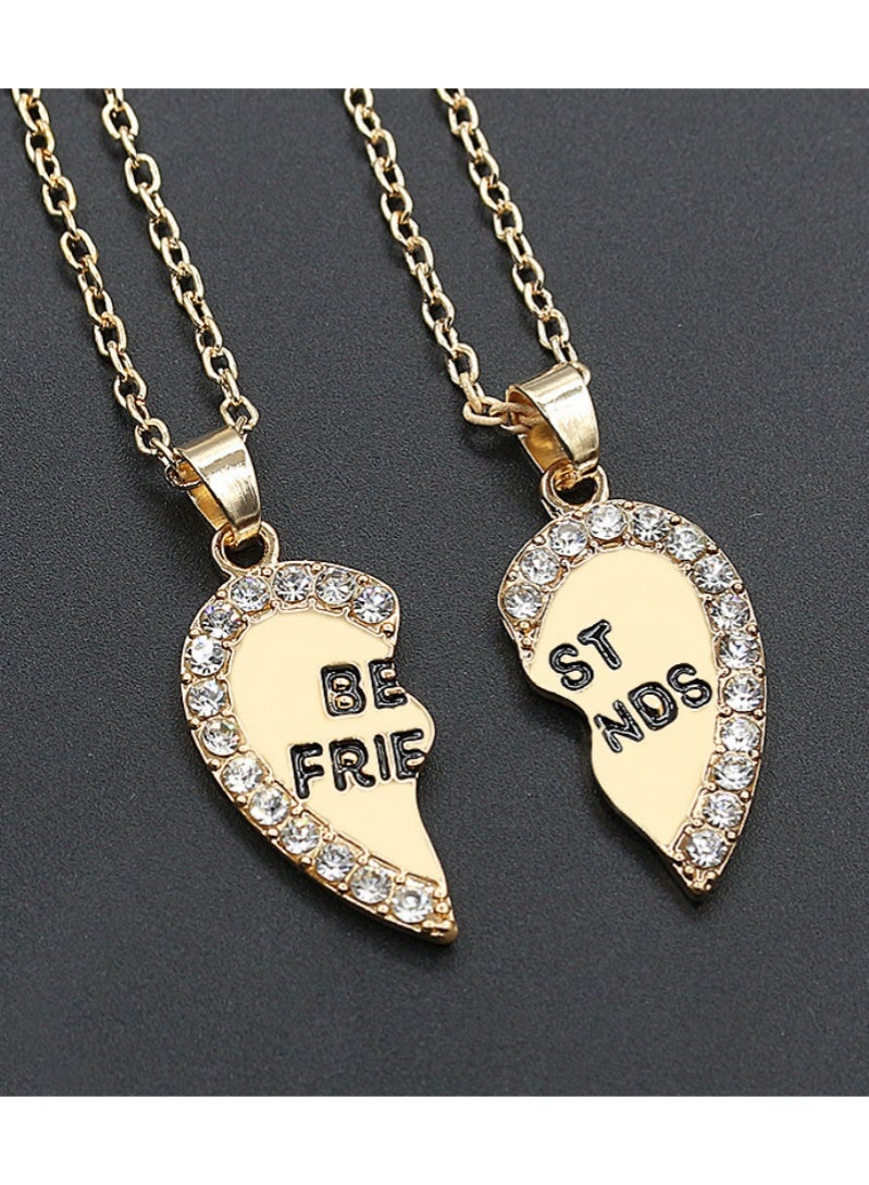 أروى بفف القلائد 2 قطعة الصداقة القلائد أفضل الأصدقاء الذهب القلب قلادة لطيف تصميم سلسلة القلائد ، للفتيات النساء الصداقة مجوهرات هدايا للأطفال - Image 2