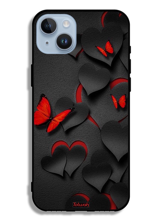 Tolwak Apple iPhone 14 Plus Protective Case Hearts And Butterflies Pattern - Image 2