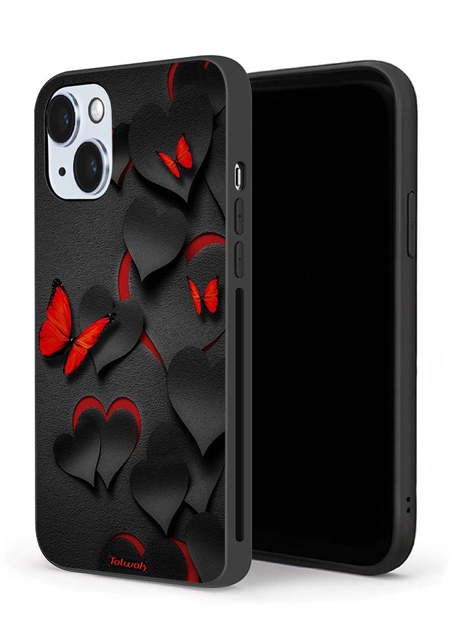 Tolwak Apple iPhone 14 Plus Protective Case Hearts And Butterflies Pattern - Image 1