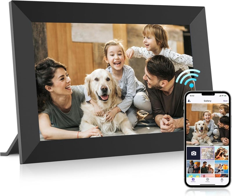 MaxAngel Digital Picture Frame 10.1 Inch WiFi Electronic Photo Frame 32GB Storage SD Card Slot Desktop IPS Touch Screen HD Display Auto-Rotate Slideshow Share Videos Photos Remotely Via Uhale App - Image 1