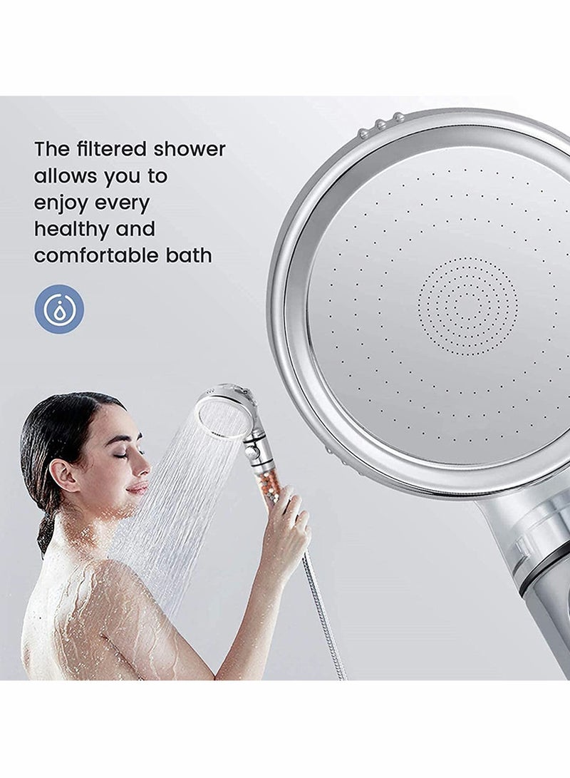 رأس دش محمول ضغط عالي مع فلتر ومفتاح تشغيل/إيقاف، 3 أوضاع قابلة للتعديل للمياه الناعمة وتوفير الطاقة - Image 2