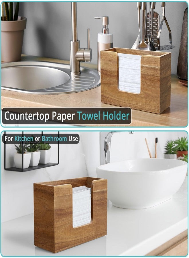 Bivvclaz Paper Towel Dispenser Countertop, Acacia Wood Bathroom Paper Towel Holder for Home, Napkin Holder for Kitchen, Multifold C-Fold, Z-Fold, Trifold Paper Hand Towel Dispenser for Bathroom Toilet - Image 3