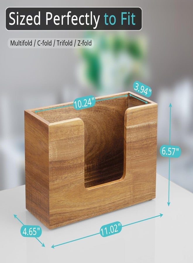 Bivvclaz Paper Towel Dispenser Countertop, Acacia Wood Bathroom Paper Towel Holder for Home, Napkin Holder for Kitchen, Multifold C-Fold, Z-Fold, Trifold Paper Hand Towel Dispenser for Bathroom Toilet - Image 2