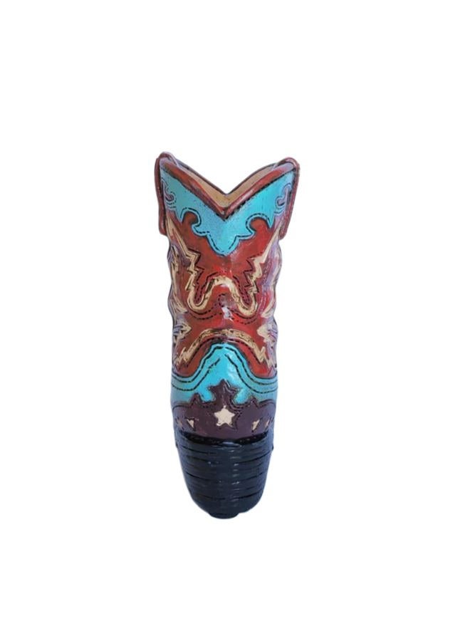 Eagrafts Rustic Decorative Western Cowboy Boot Pencil Pen Holder Vase Caddy Office Decoration (Red and Blue) - Image 4