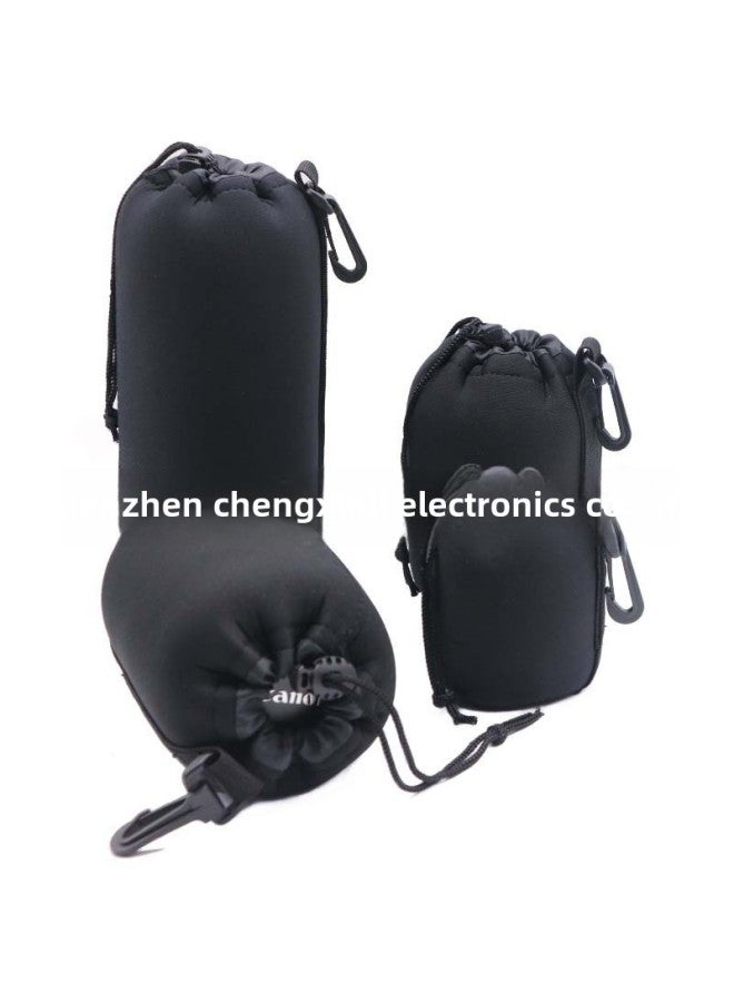 SLR Lens Bag Matian Lens Barrel Matian Lens Bag Thickened Diving Material Lens Bag Lens Protective Cover-Color:With Logo Medium  - Image 3