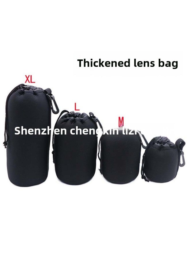SLR Lens Bag Matian Lens Barrel Matian Lens Bag Thickened Diving Material Lens Bag Lens Protective Cover-Color:With Logo Medium  - Image 1