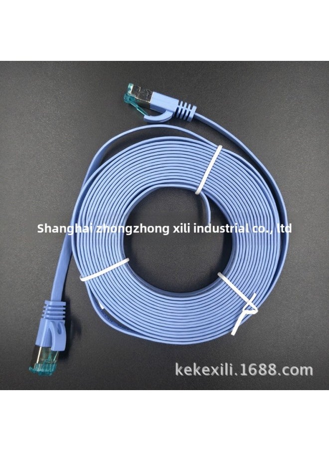 Generic Customized Flat Network Cable CAT6 Gigabit Six Kinds Of Finished Network Jumper Pure Copper Computer 1 Meter 2 Meter 3 Meter 5 Meter M-Color:Blue ]-Line Length:Foot 60 Meters  - Image 2