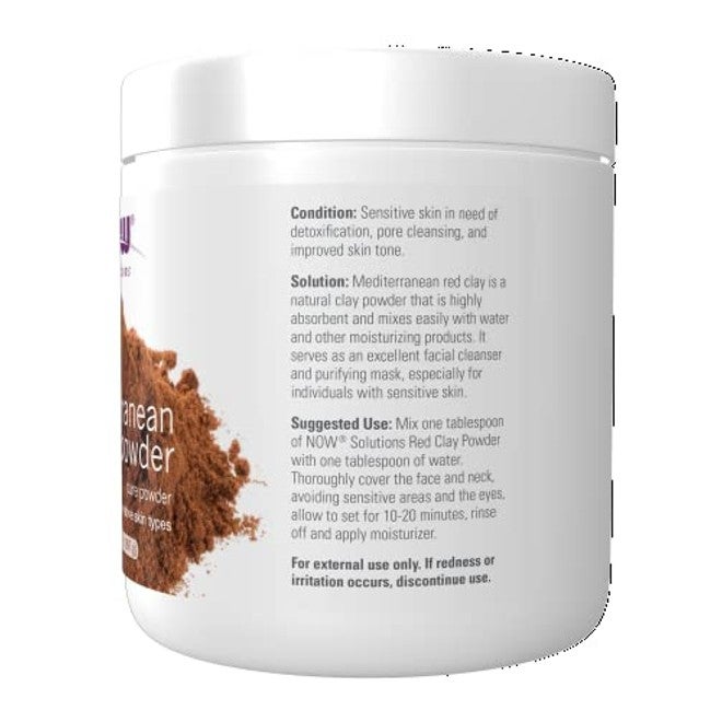 NOW Mediterranean Red Clay Powder – Pure Facial Mask for Sensitive Skin - Image 3