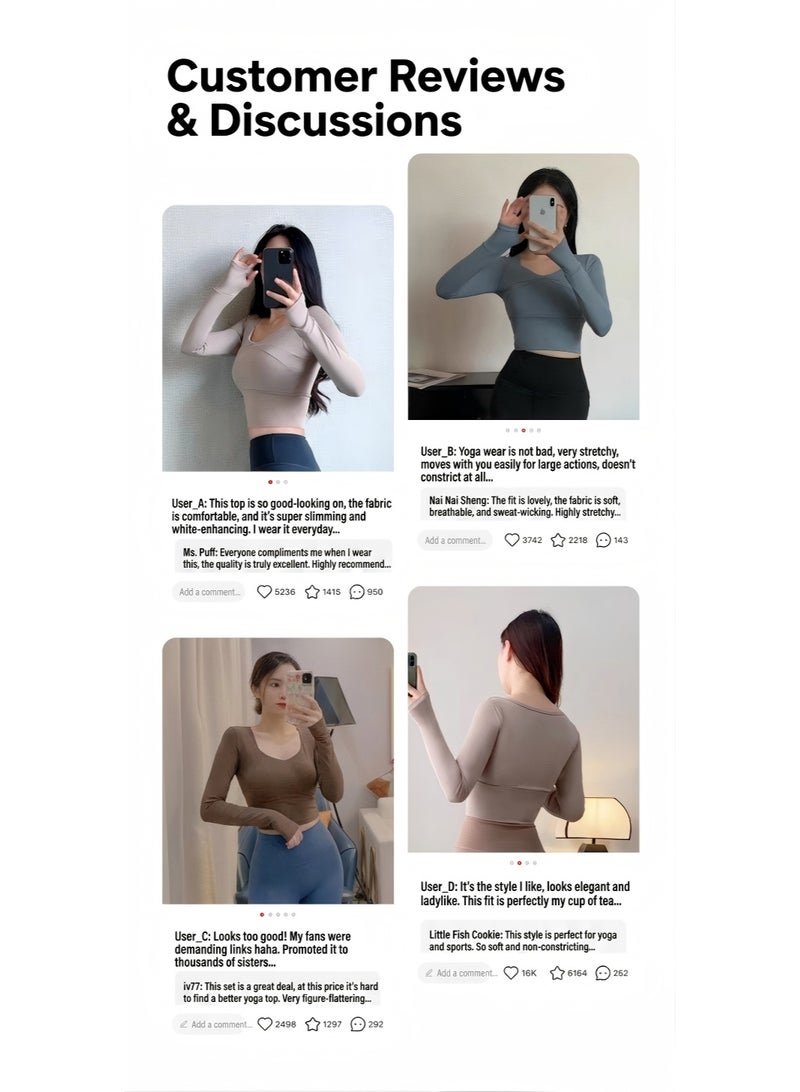 Women 2 Piece Workout Set - Built-in Bra Long Sleeve Crop Top with Thumb Holes & High Waisted Flare Leggings Tummy Control Slimming Tracksuit - Image 4