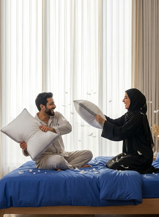 Asraar 4 Piece | Extra Soft Comfort Sleeping Pillow Lux White with Microfiber Filling and Elegant Light Grey Piped Edges – 75×50 cm - Image 2