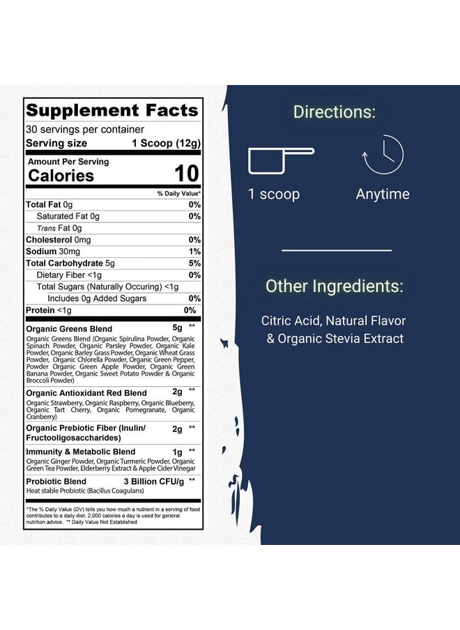 Gaspari Nutrition Greens And Reds: Organic Superfood Powder Immune Support Probiotics And Fiber Vegan And Nongmo (30 Servings Naturally Flavored)  - Image 4