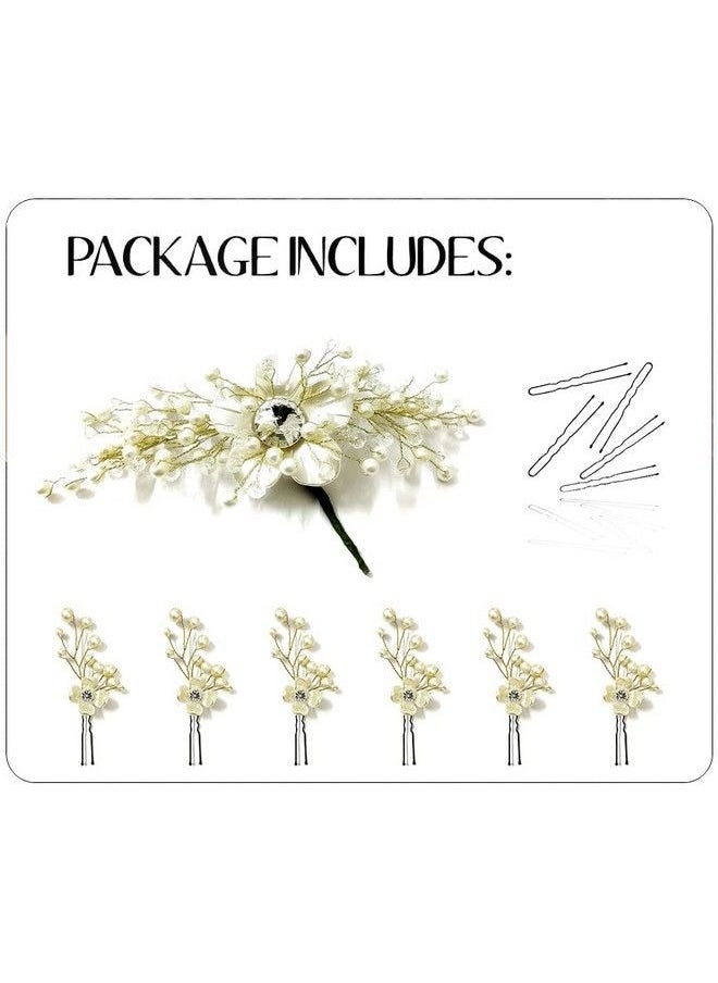 Hair Flare - Women Attractive Artificial Golden And Pearl Wedding Bridal Hair Accessories/Hair Pins/Juda Pins For Women And Girlscombo Silver(23712372) Pack Of 1 - Image 1