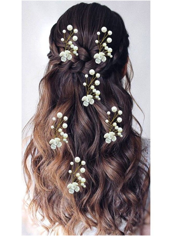 Hair Flare - Women Attractive Artificial Golden And Pearl Wedding Bridal Hair Accessories/Hair Pins/Juda Pins For Women And Girlscombo Silver(23712372) Pack Of 1 - Image 1
