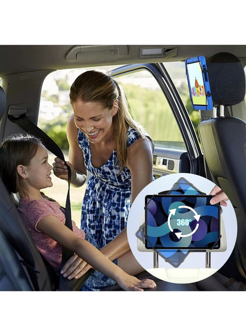 YOUGE Car Headrest Mount Holder, Tablet Holder for Kids in Back Seats, iPad Mount Back Seat, Anti-Slip Strap and Holding Net, Angle-Adjustable for Net Universal Tablets Mount, Fits All 7-12.9'' Tablets (Phone Grips & Stands) - Image 3