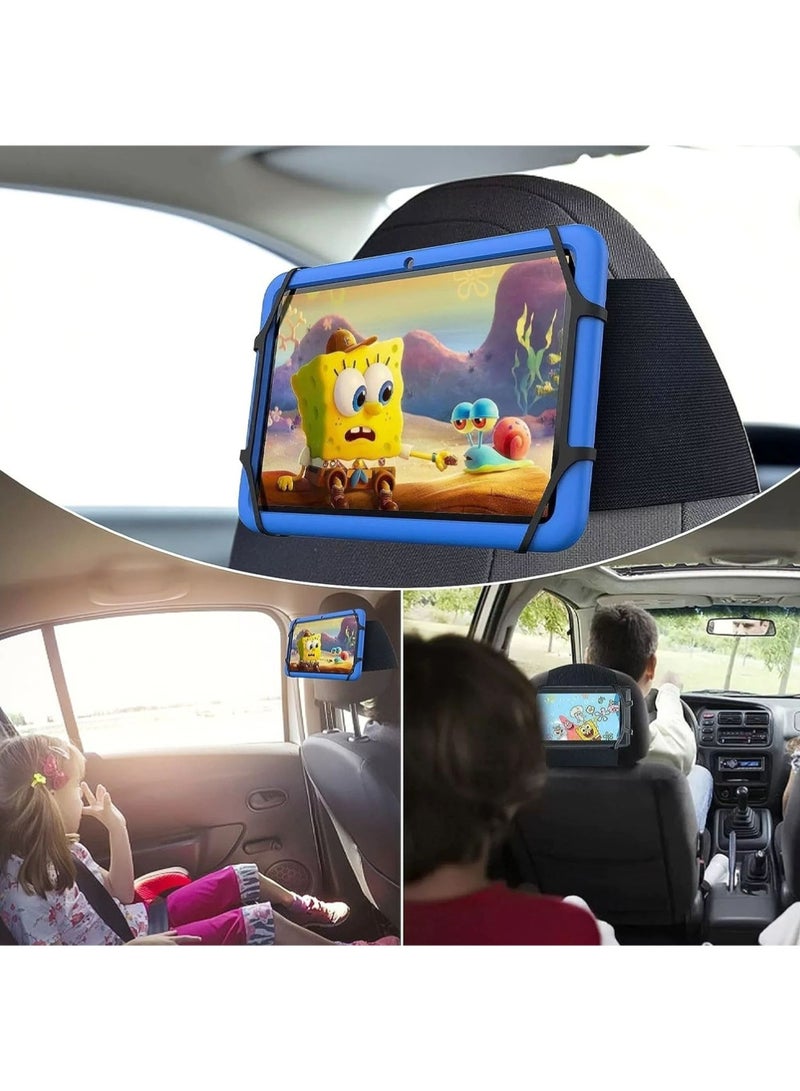 YOUGE Car Headrest Mount Holder, Tablet Holder for Kids in Back Seats, iPad Mount Back Seat, Anti-Slip Strap and Holding Net, Angle-Adjustable for Net Universal Tablets Mount, Fits All 7-12.9'' Tablets (Phone Grips & Stands) - Image 2
