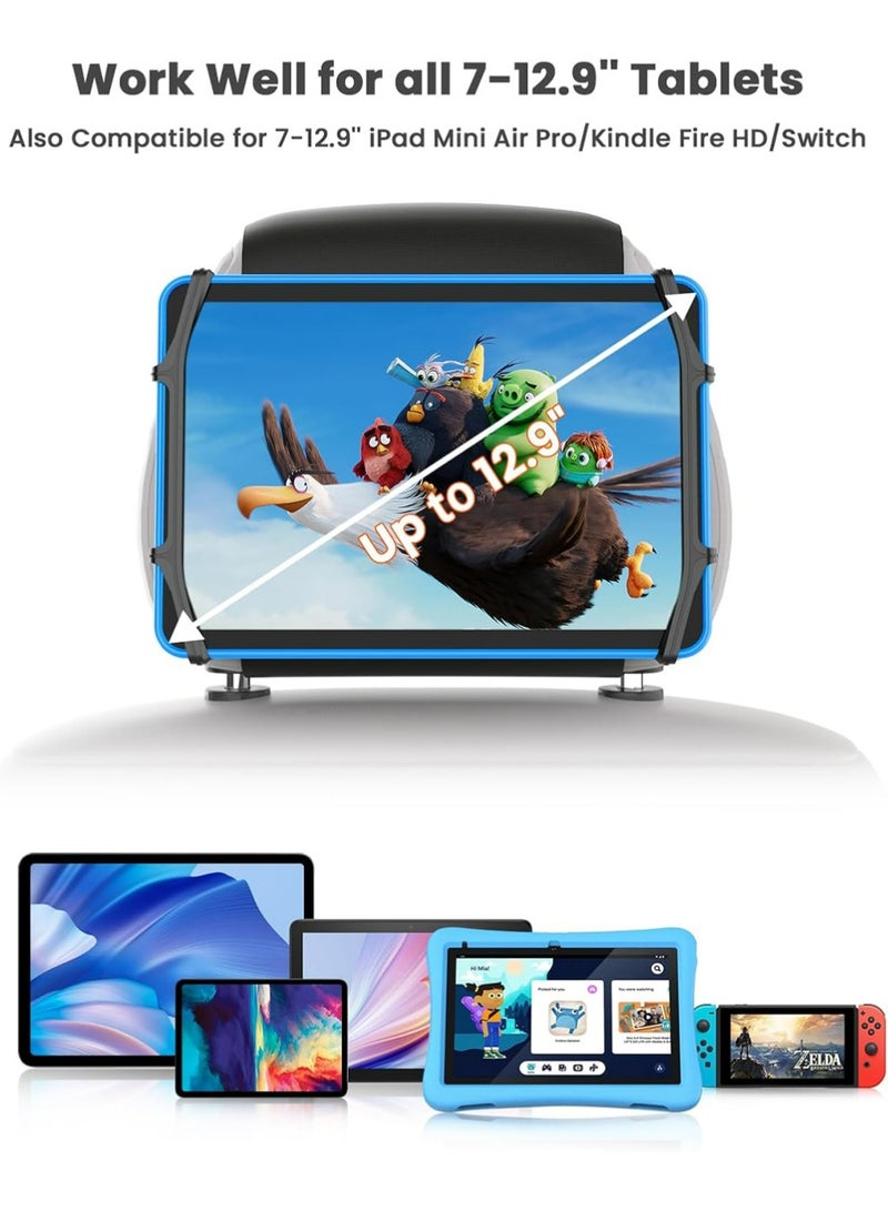 YOUGE Car Headrest Mount Holder, Tablet Holder for Kids in Back Seats, iPad Mount Back Seat, Anti-Slip Strap and Holding Net, Angle-Adjustable for Net Universal Tablets Mount, Fits All 7-12.9'' Tablets (Phone Grips & Stands) - Image 5