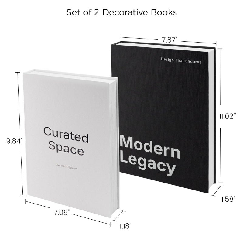 Fveuc Set of 2 Decorative Books with Hidden Storage â€“ Modern Faux Book Box Gift Set for Coffee Table & Shelf Decor â€“ Realistic Fake Books/Hollow Book Safe (White & Black) - Image 5